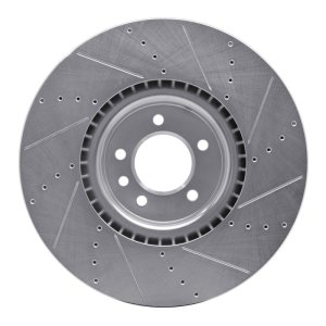Land Rover Defender 110 Brake Rotor (1) - Front Right - R1 Concepts - Drilled & Slotted - Silver - `18-`25